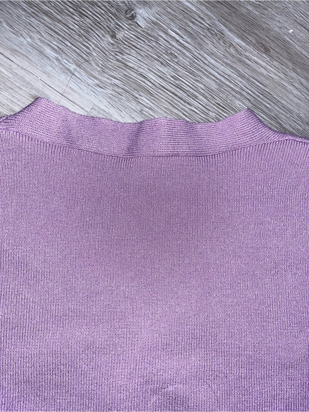 Lavender Button-Front Ruffle Trim Cropped Cardigan - Picture 7 of 7